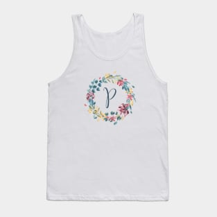 Floral Monogram P Colorful Full Blooms Tank Top